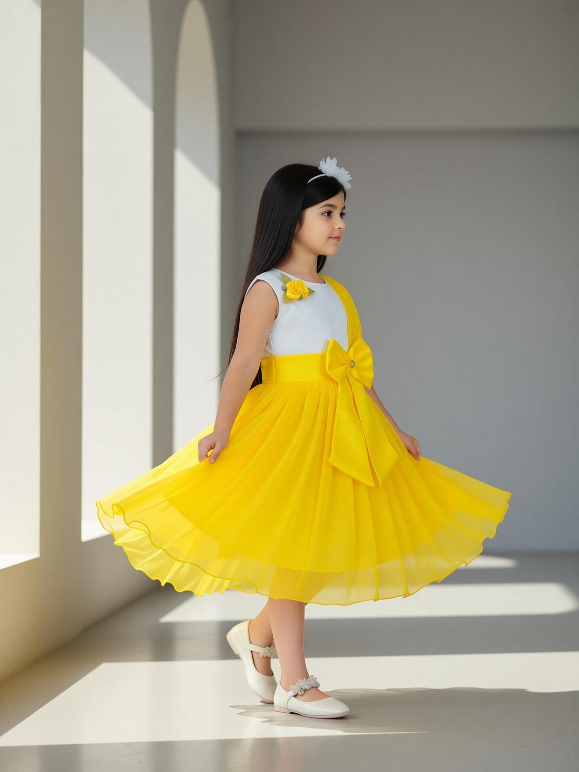 Image of HMS KOLKATA Girls Below Knee Festive /Wedding Dress