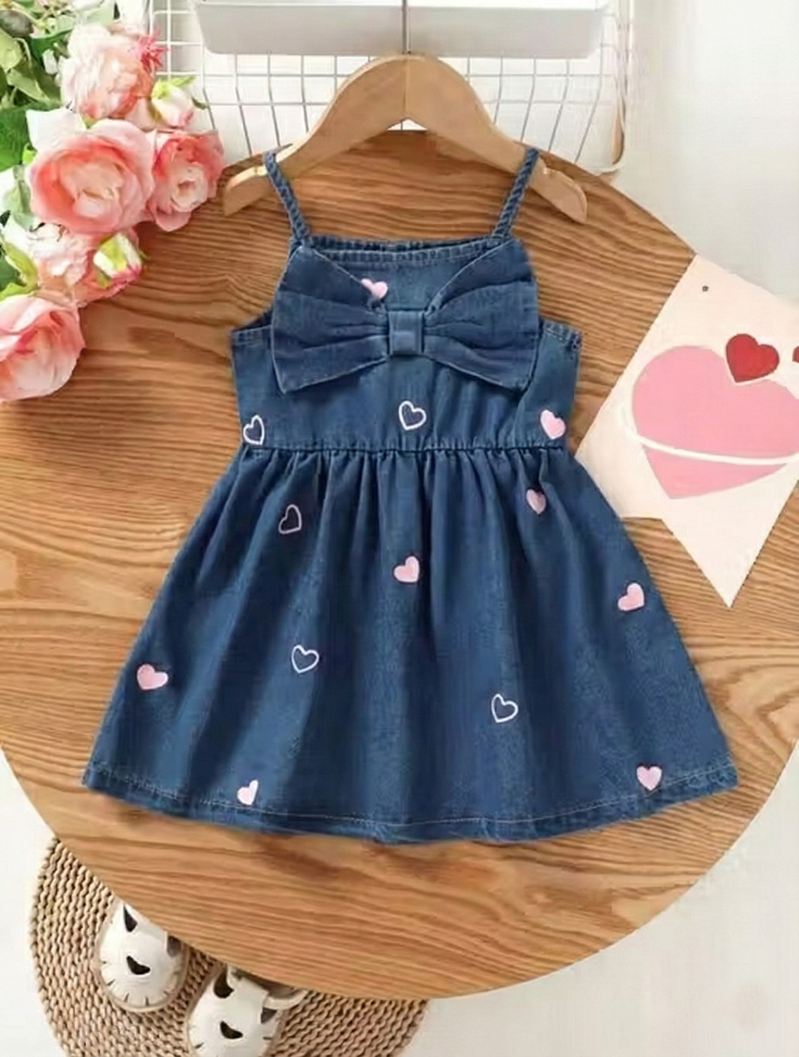 Image of MunchkinMode Baby Girls Above Knee Casual Dress (Blue, Noodle strap)
