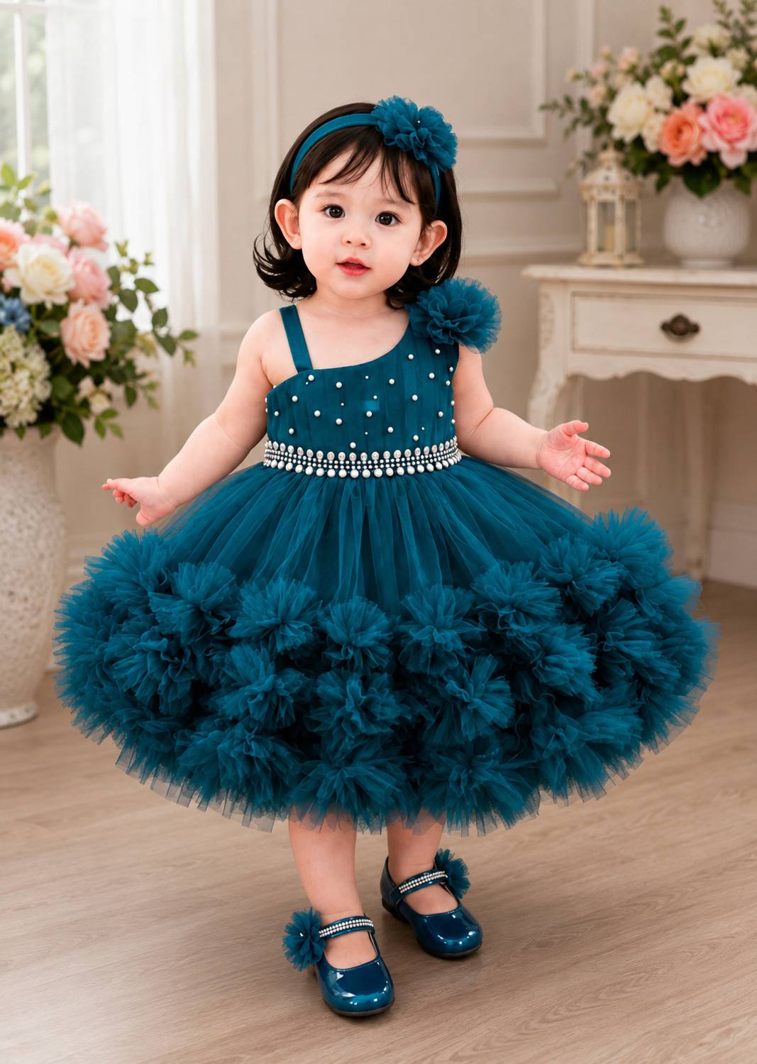 LaskarGarments Girls Midi/Knee Length Party Dress