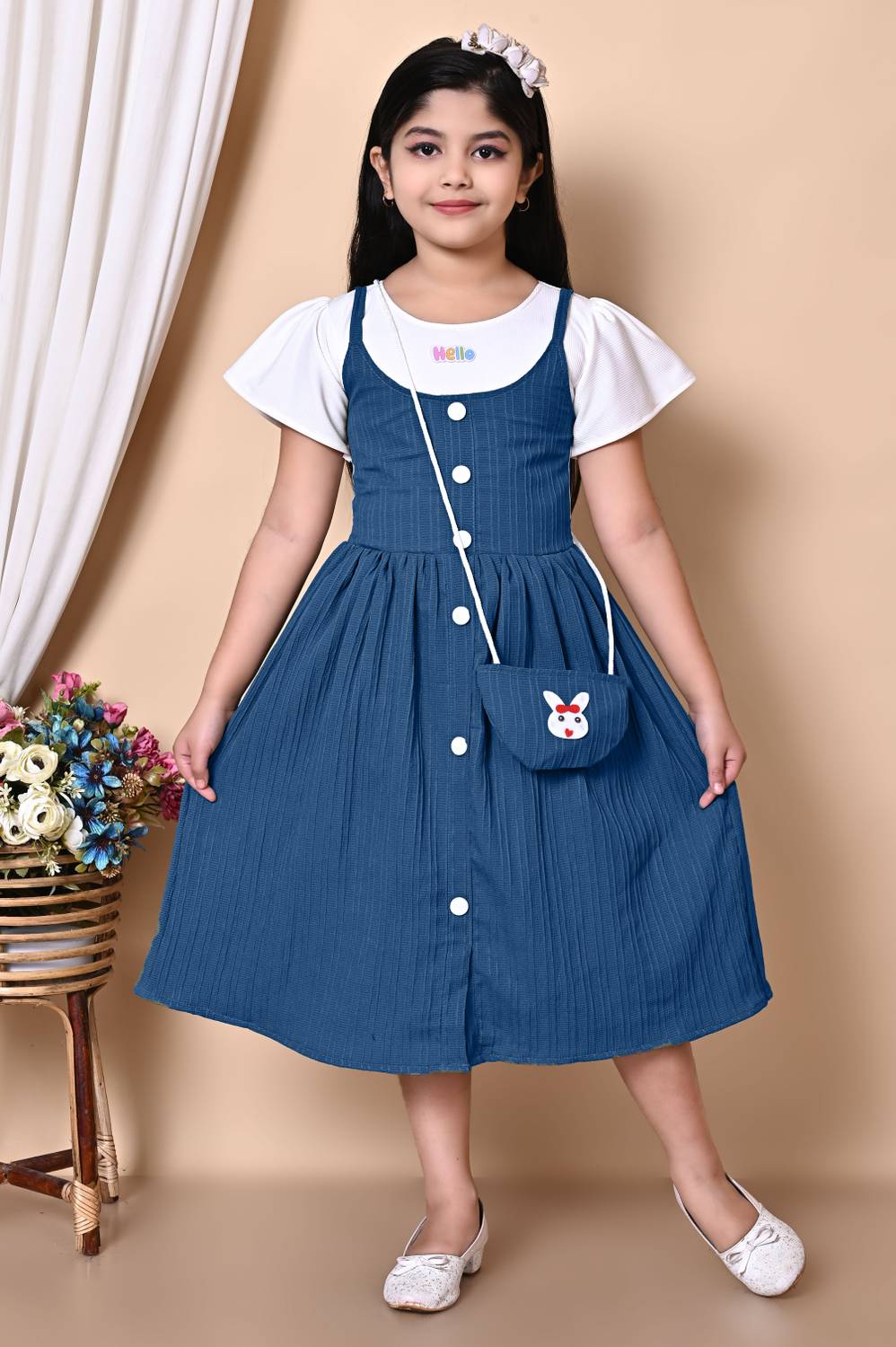 BALA ENTERPRISE Indi Girls Below Knee Casual Dress