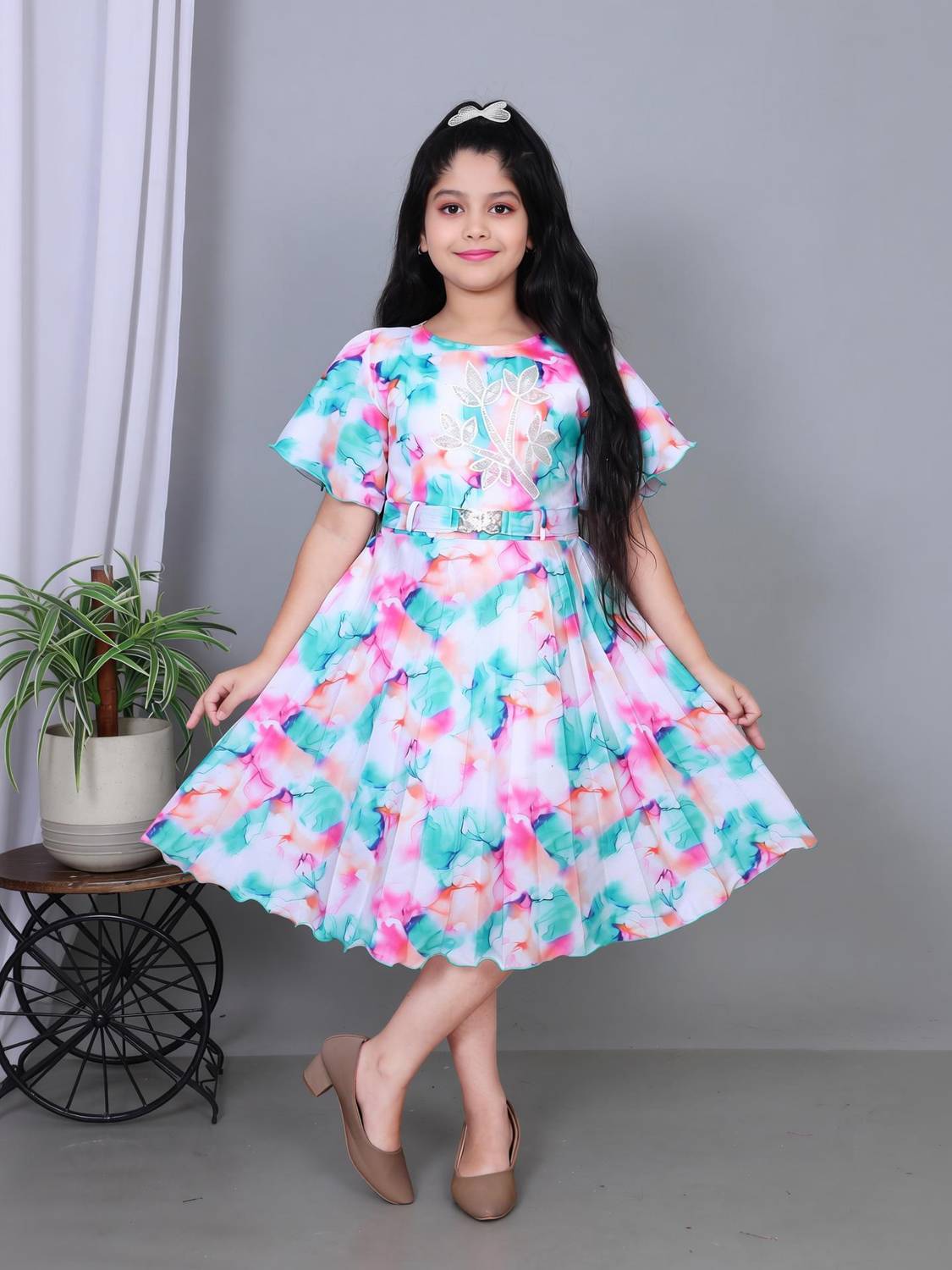 ANEHADRESSES Indi Girls Below Knee Party Dress