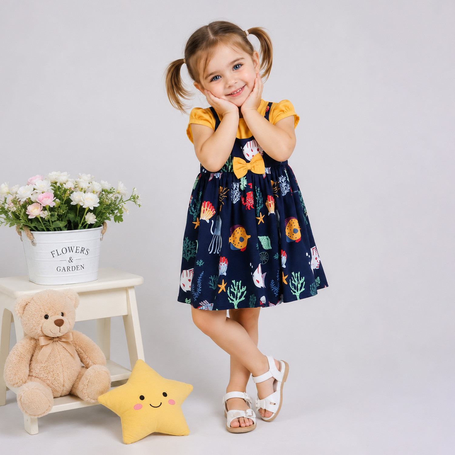 Image of mama & bebe Indi Baby Girls Midi /Knee Length Casual Dress