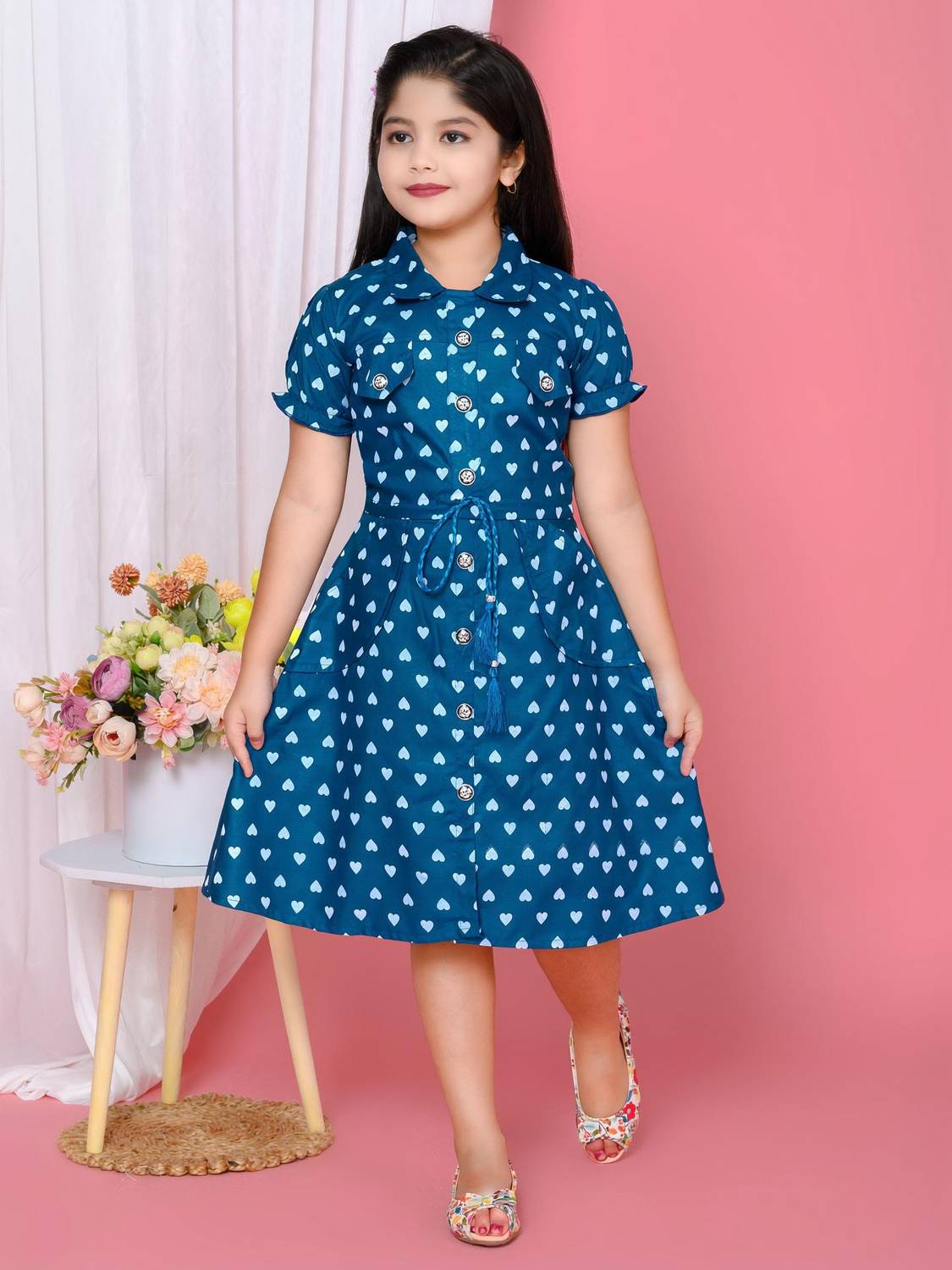 ABZ FASHION Indi Girls Midi/Knee Length Casual Dress