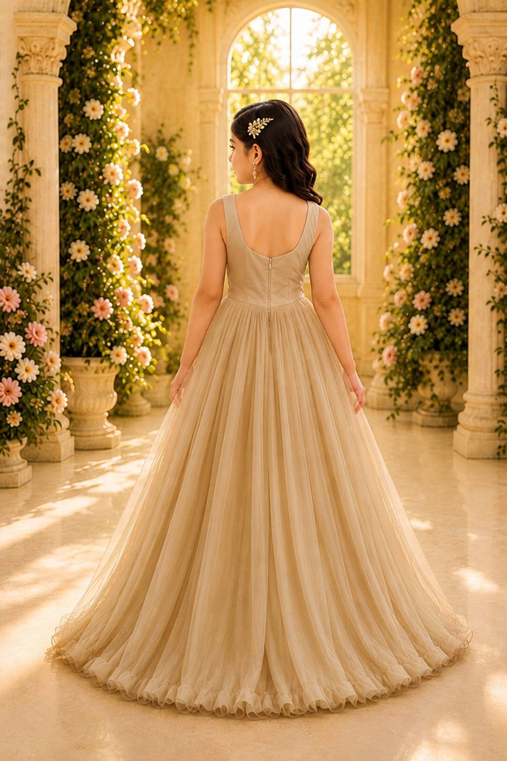 MF Retail Girls Gold Maxi Dress - Image 2