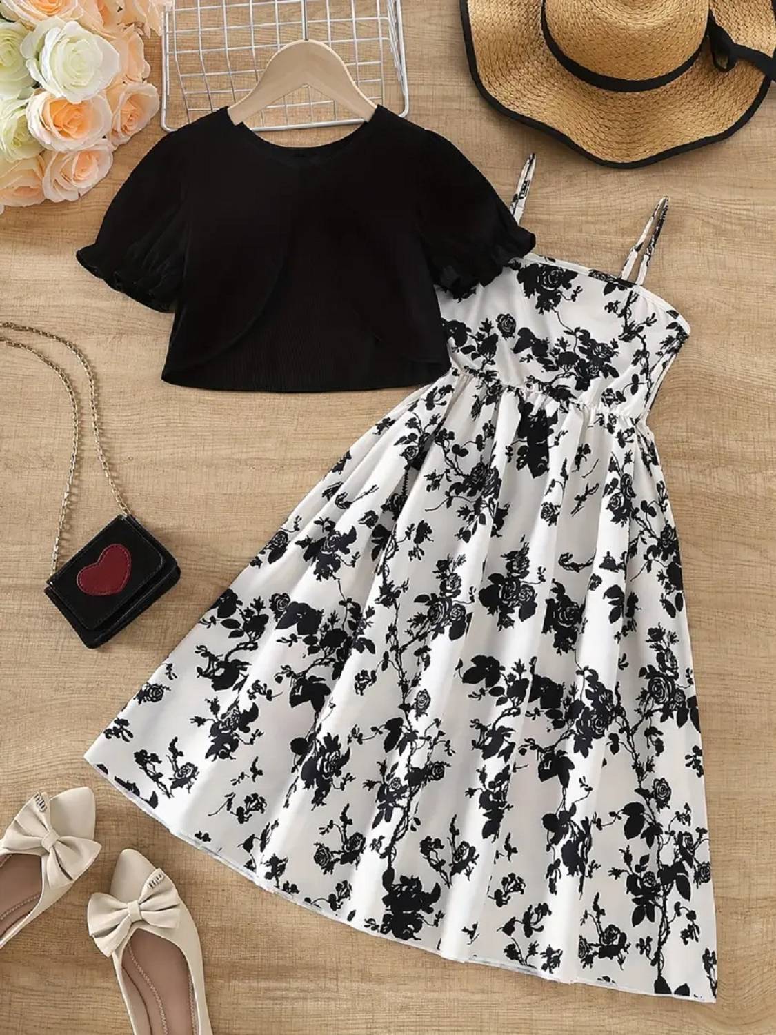 Miss & Chief Girls Black Midi/Knee Length Casual Dress - Image 4