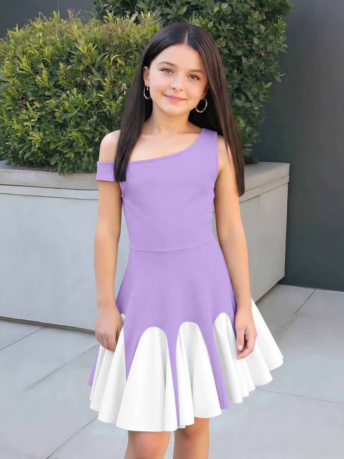 DRFASHION551 Girls Above Knee Party Dress