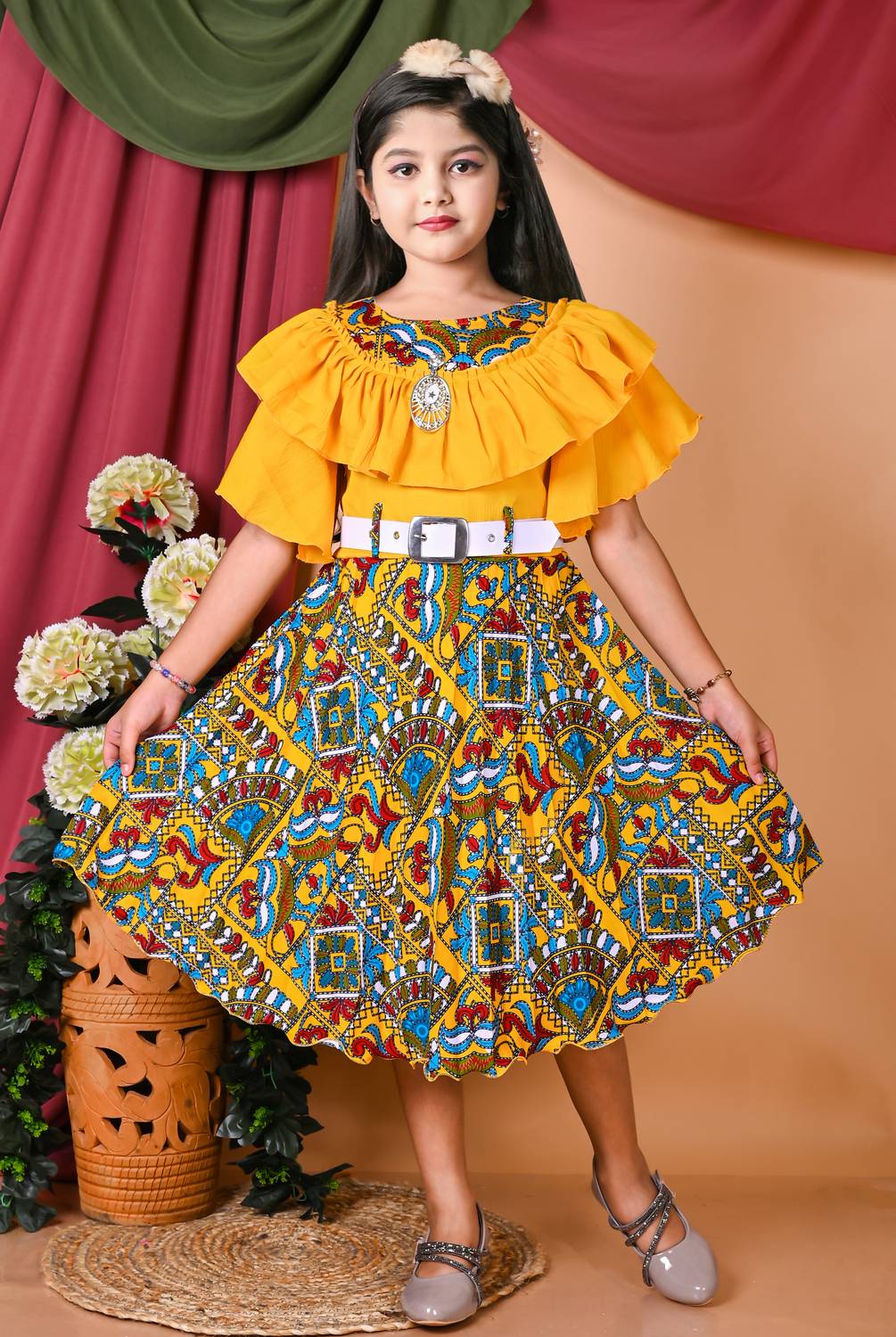 ANEHADRESSES Girls Midi/Knee Length Party Dress