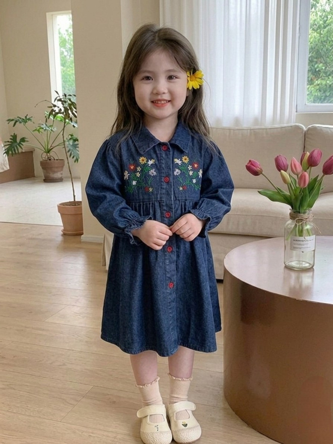 Image of FAHIMCREATION Baby Girls Below Knee Casual Dress