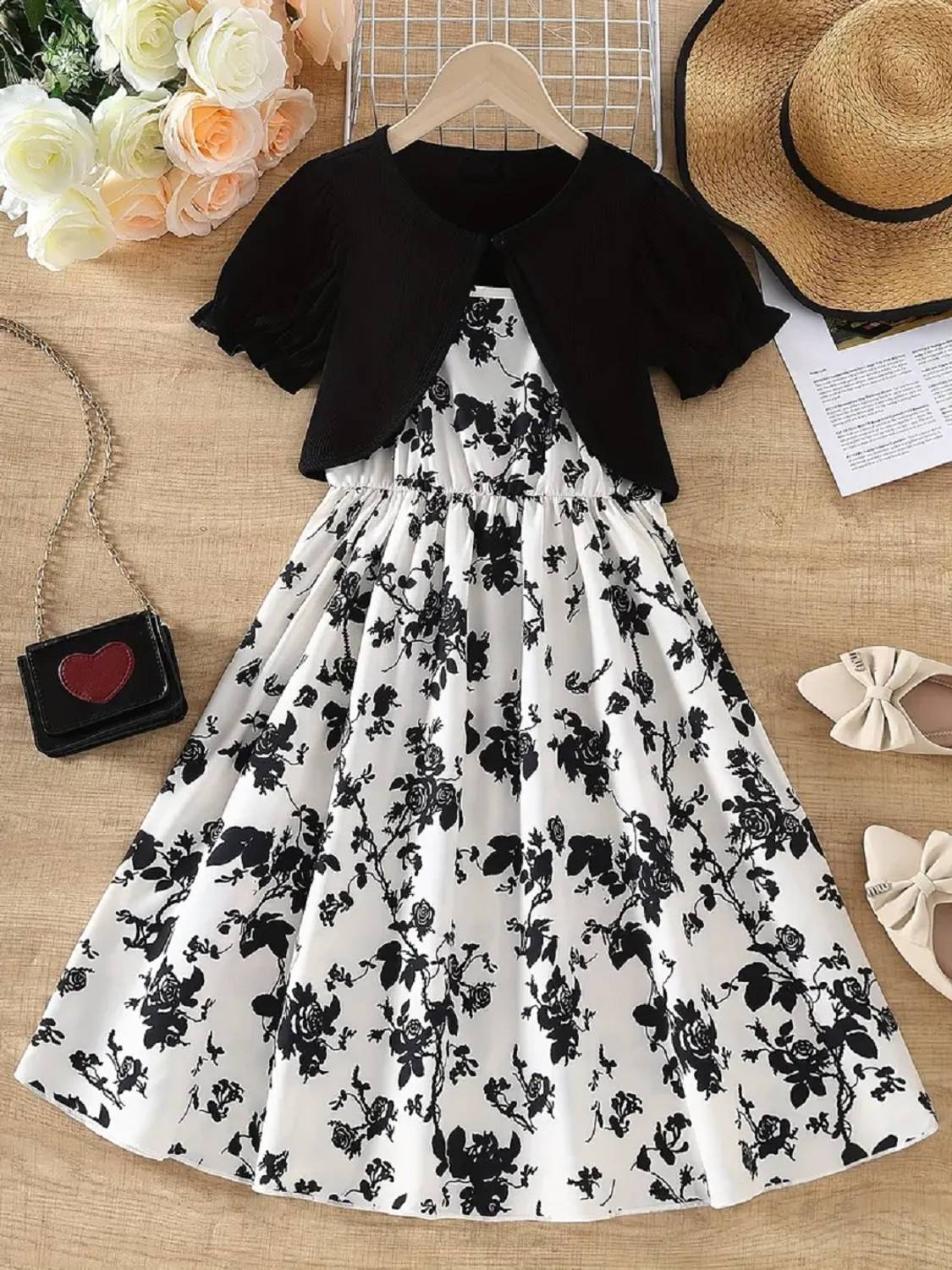 Miss & Chief Girls Black Midi/Knee Length Casual Dress - Image 1