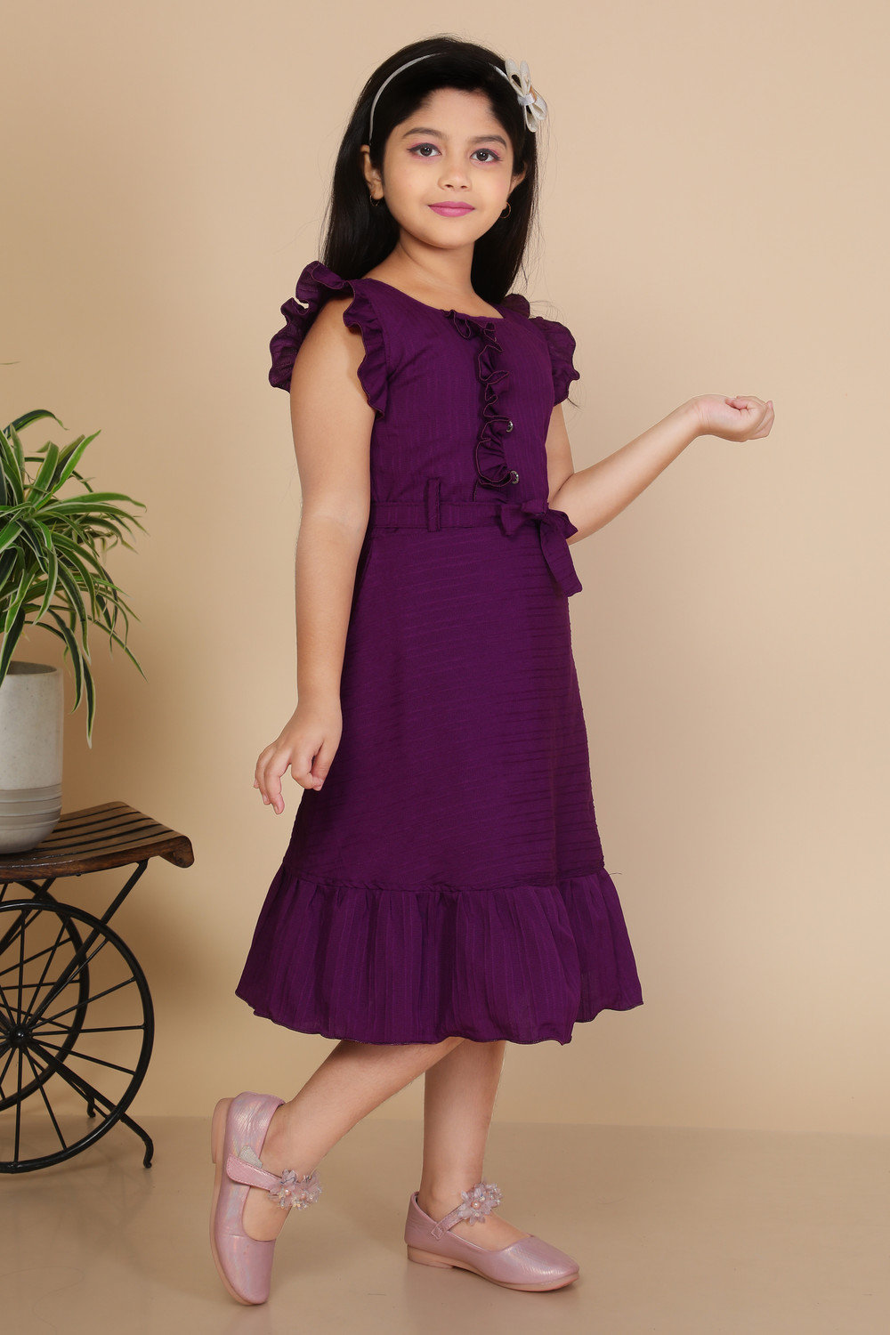 Image of AON FASHION Girls Below Knee Casual Dress