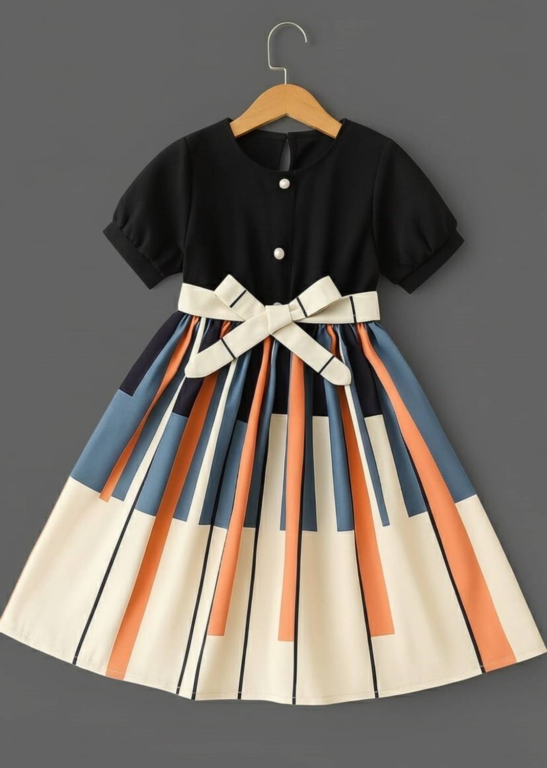 Vihan Fab Indi Girls Midi/Knee Length Casual Dress - Image 1