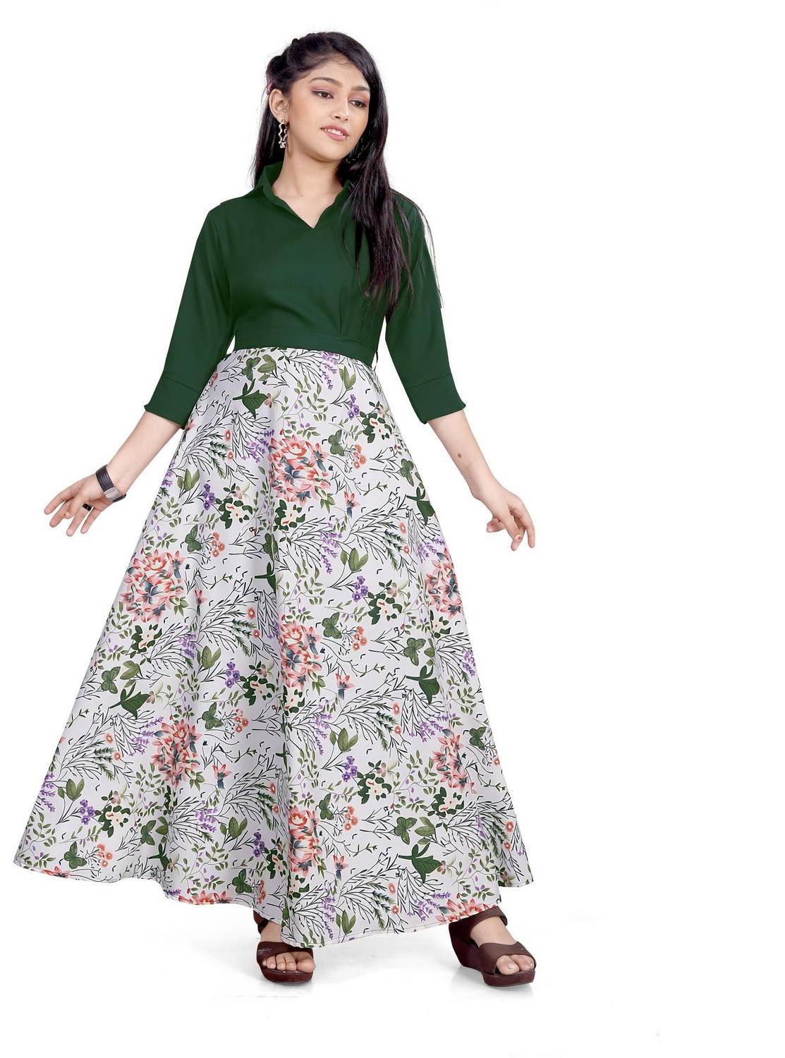 Meraki Fab Girls Maxi/Full Length Casual Dress