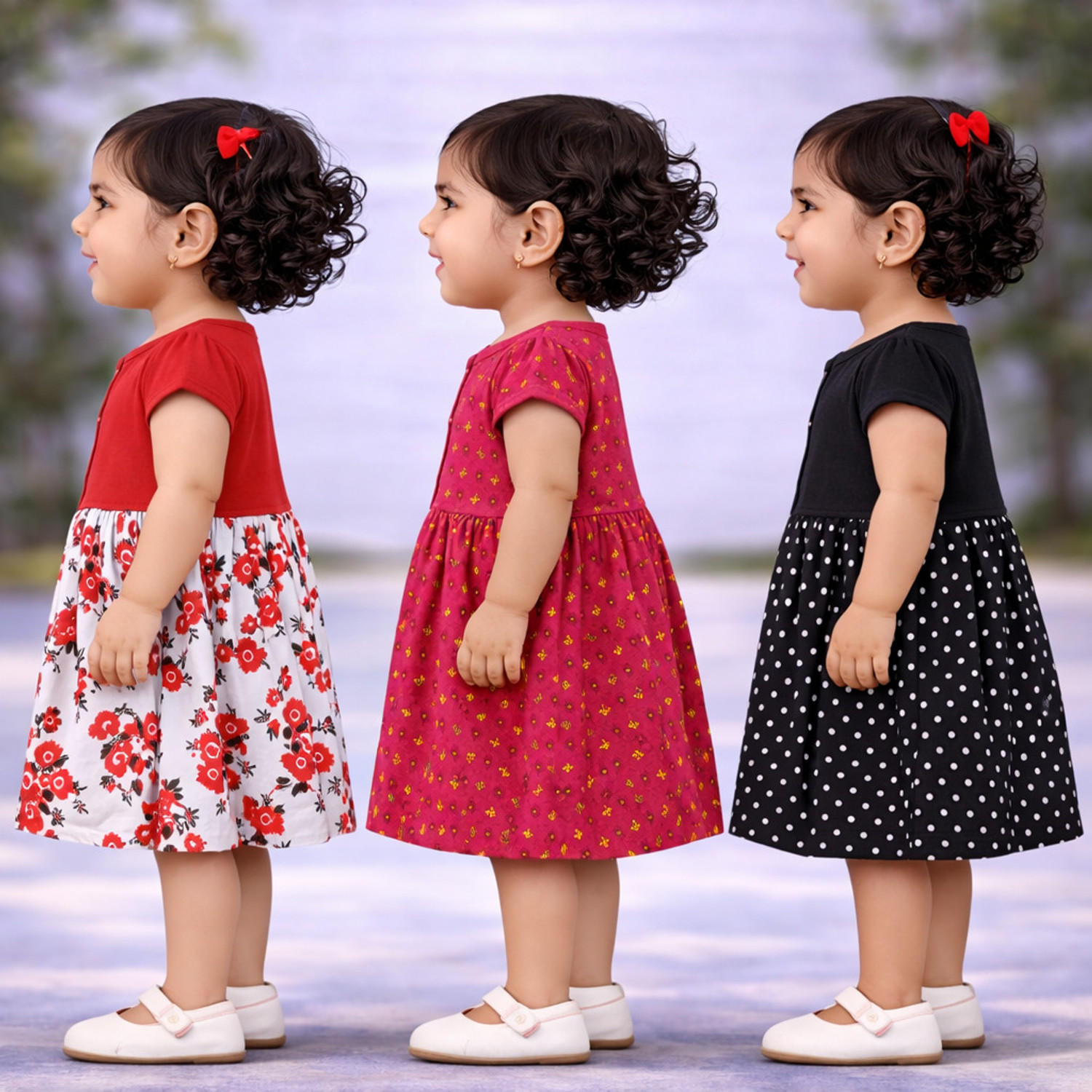 Image of babeezworld Baby Girls Midi /Knee Length Casual Dress