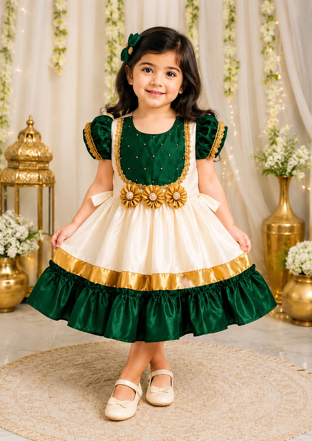 Image of A Kasis Dresses Baby Girls Below Knee Festive /Wedding Dress
