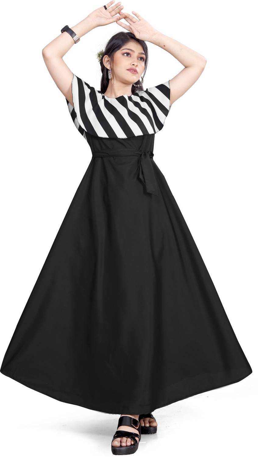 Aarya Designer Girls Maxi/Full Length Casual Dress