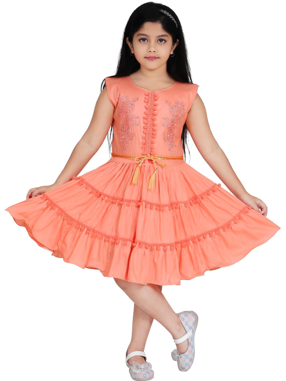 Image of HMS KOLKATA Girls Midi /Knee Length Casual Dress