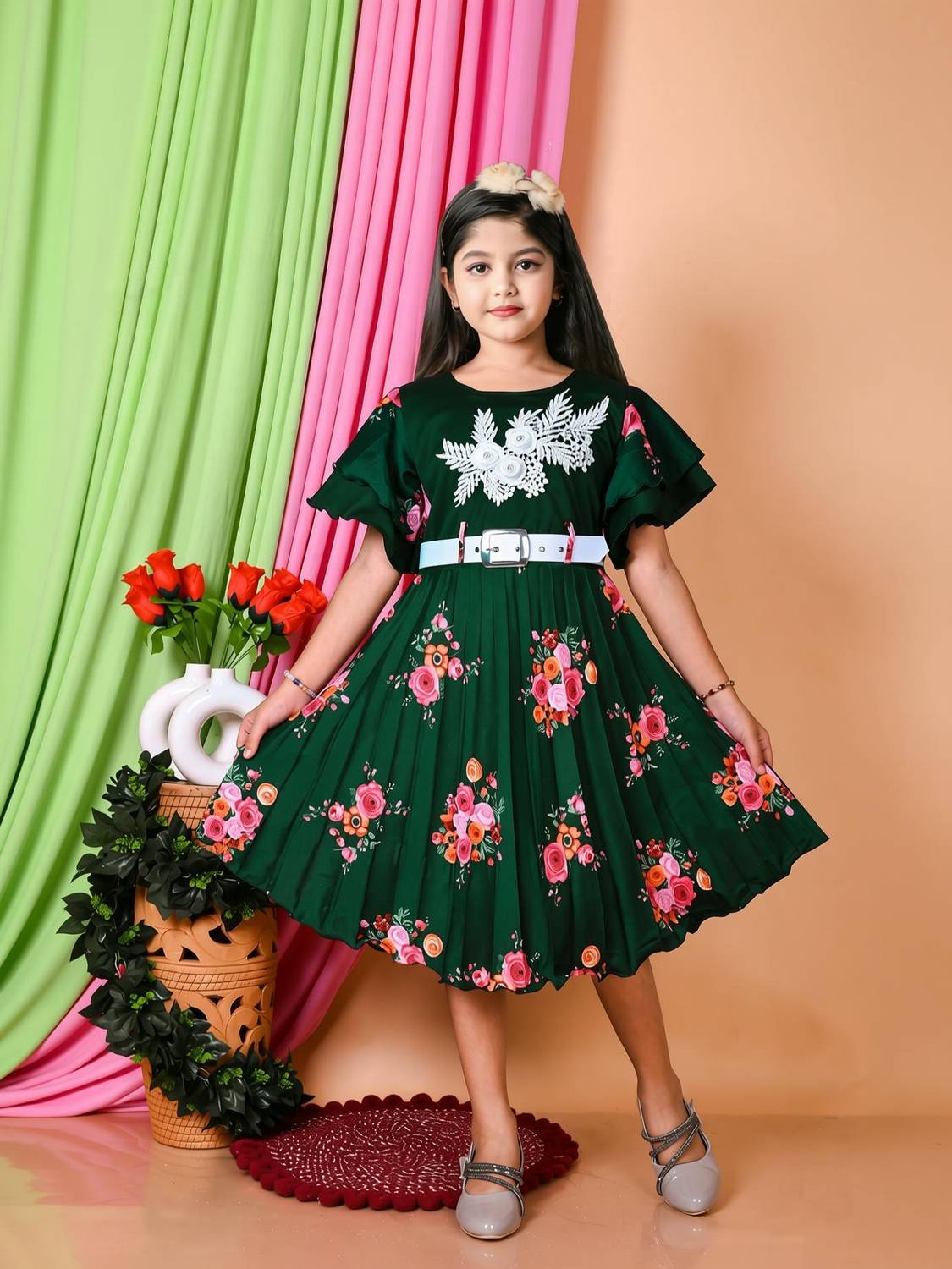 ANEHADRESSES Indi Girls Below Knee Party Dress