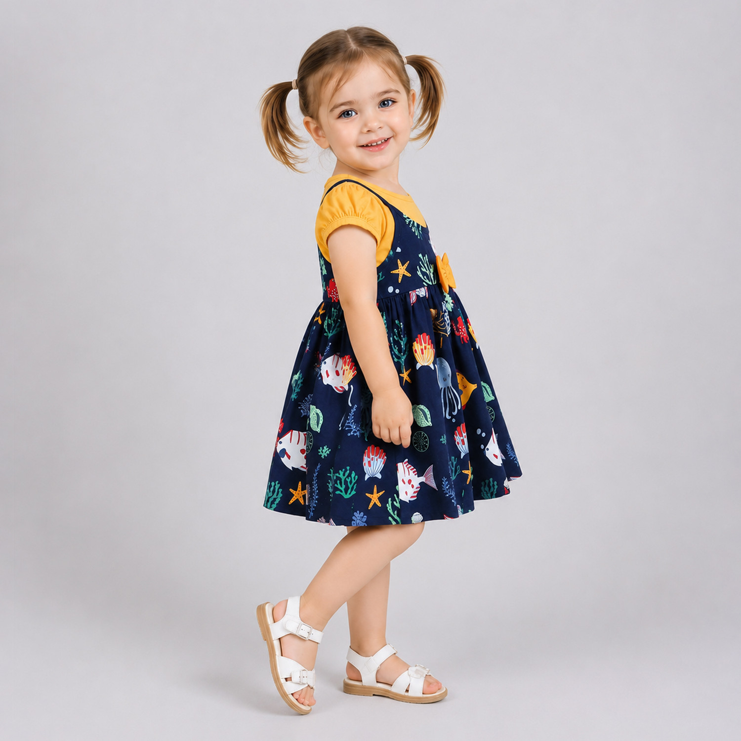 Image of mama & bebe Indi Baby Girls Midi /Knee Length Casual Dress