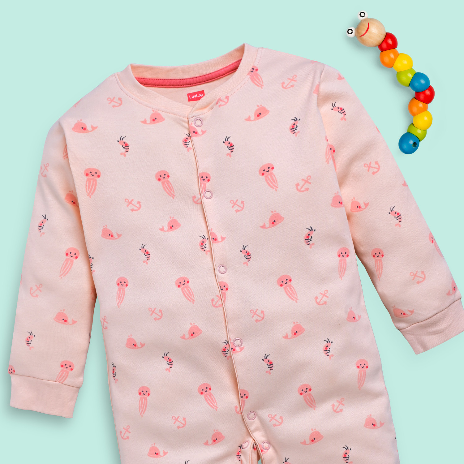 Image of LuvLap Romper For Baby Boys & Baby Girls Casual Printed Cotton Blend