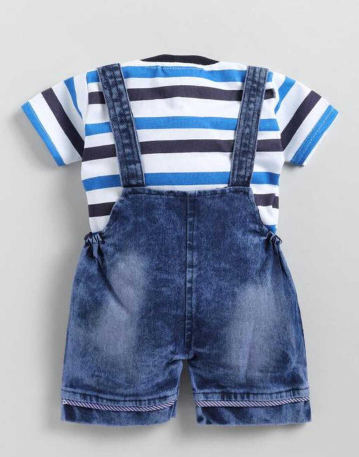 Image of Tintin Dungaree For Baby Boys & Baby Girls Casual Printed, Applique Denim, Polycotton
