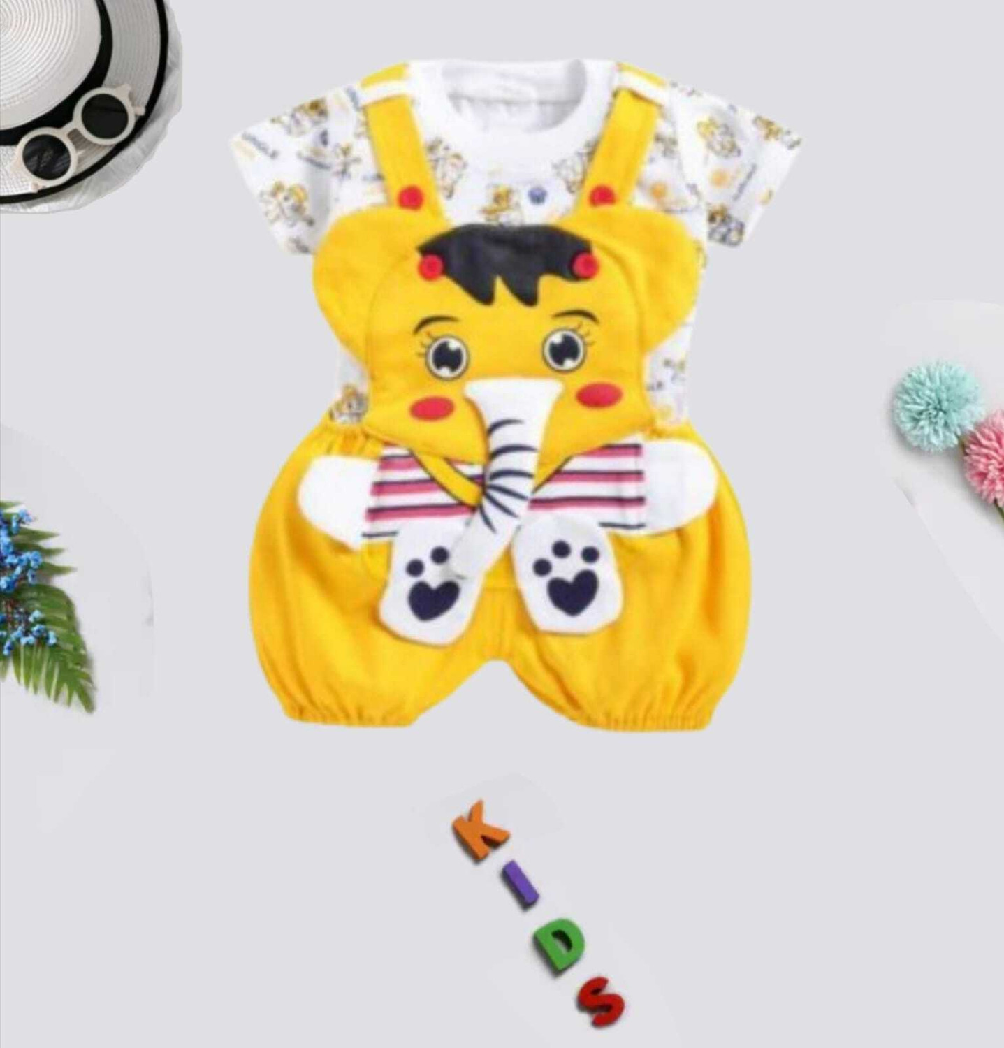 Image of Tintin Dungaree For Baby Boys & Baby Girls Animal Print, Printed Cotton Blend, Polyester