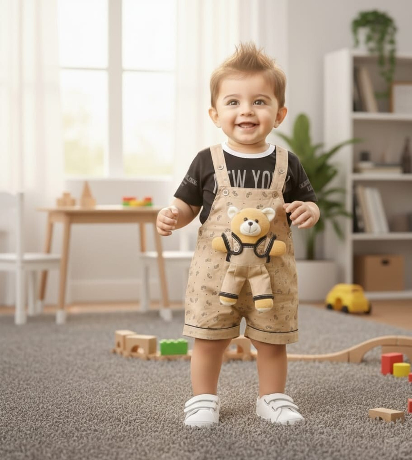 Image of SKS fashion Dungaree For Baby Boys & Baby Girls Party Printed Cotton Blend, Hosiery, Silk Blend
