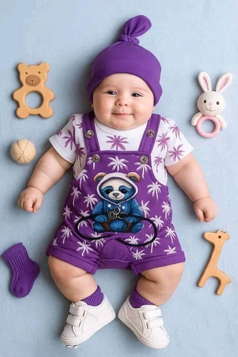 AFNAN MULTI BRAND Dungaree For Baby Boys & Baby Girls Casual Printed Cotton Blend
