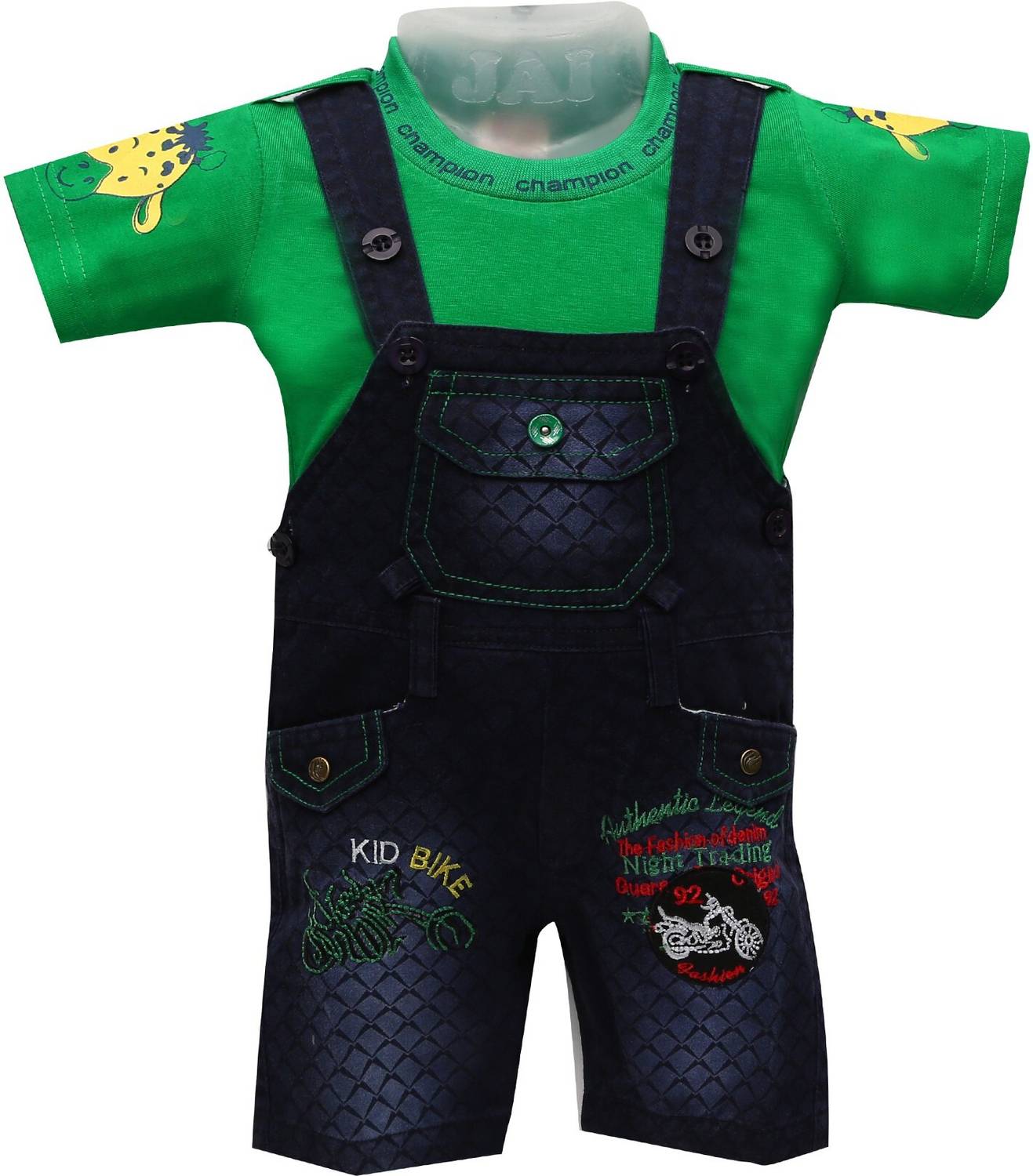 Baloons Dungaree For Boys & Girls Party Embroidered Cotton Blend