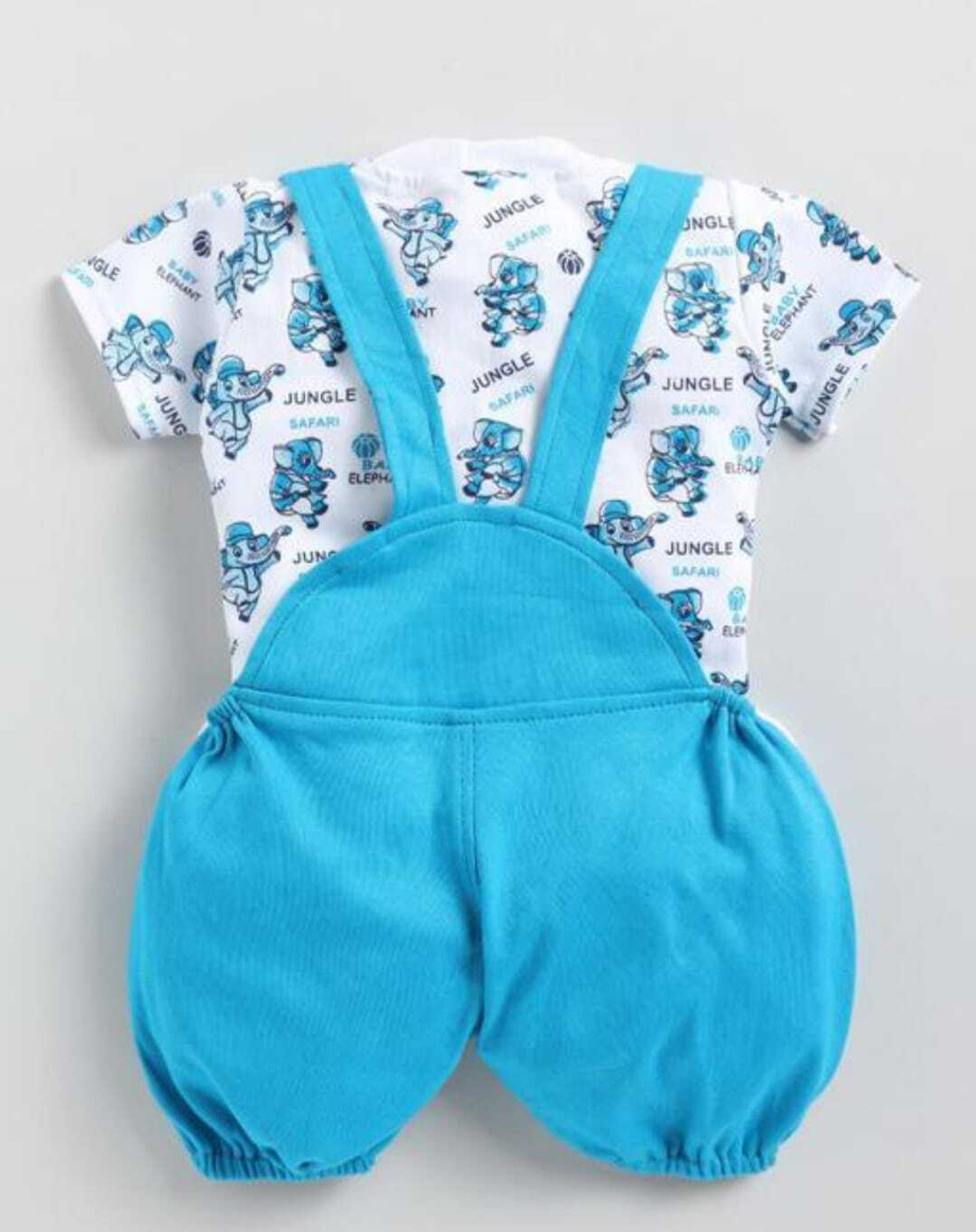 Image of Tintin Dungaree For Baby Boys & Baby Girls Animal Print, Printed Cotton Blend, Polyester