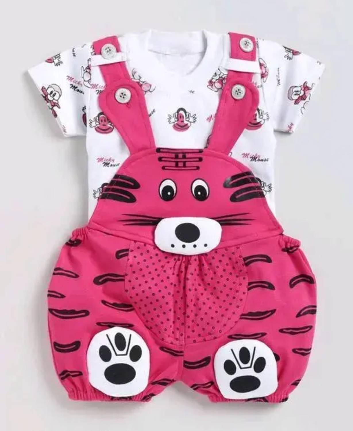 AFNAN MULTI BRAND Dungaree For Baby Boys & Baby Girls Animal Print Cotton Blend
