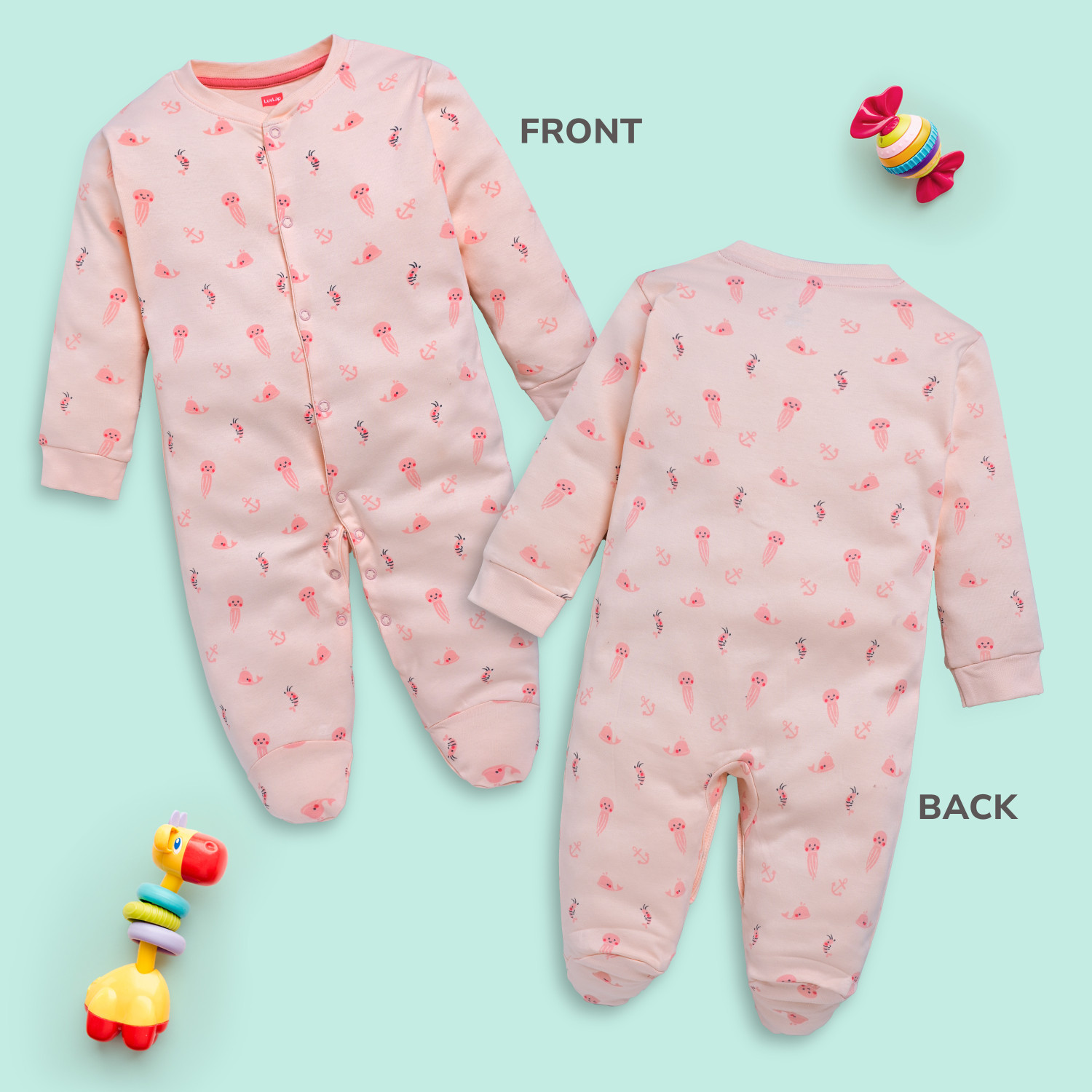 Image of LuvLap Romper For Baby Boys & Baby Girls Casual Printed Cotton Blend