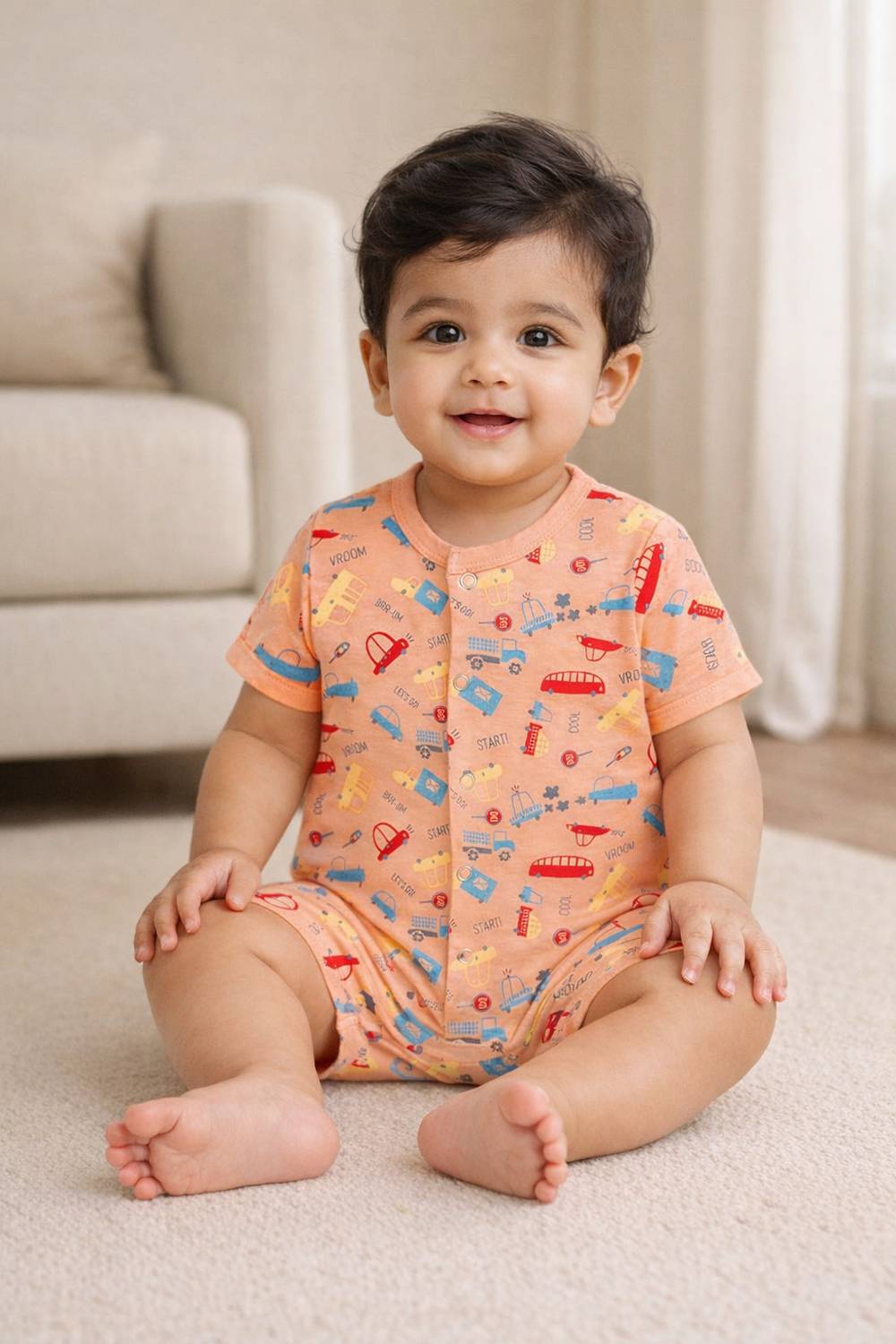 BodyCare Romper For Baby Boys & Baby Girls Casual Printed Cotton Blend