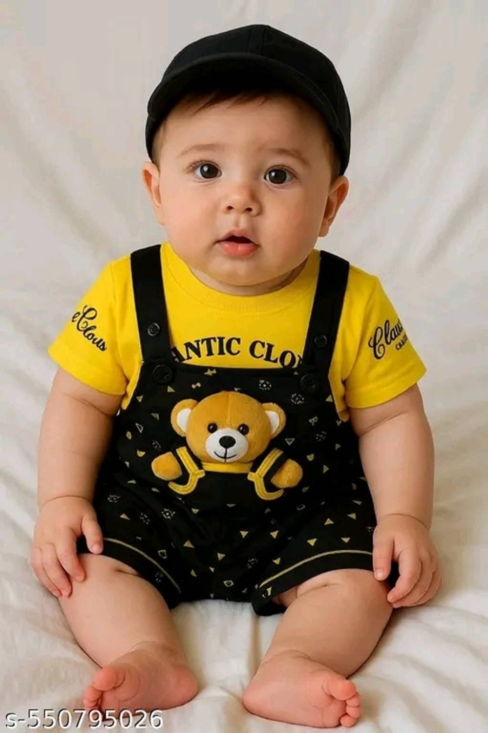 AFNAN MULTI BRAND Dungaree For Baby Boys & Baby Girls Casual Printed Polycotton