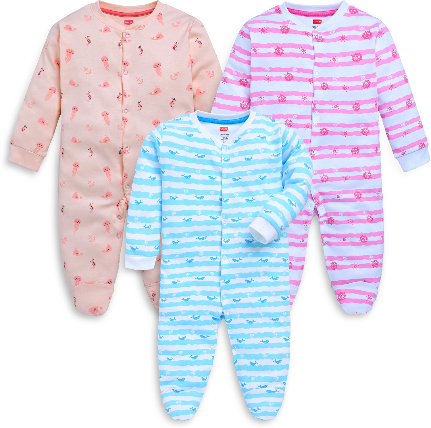 Image of LuvLap Romper For Baby Boys & Baby Girls Casual Printed Cotton Blend
