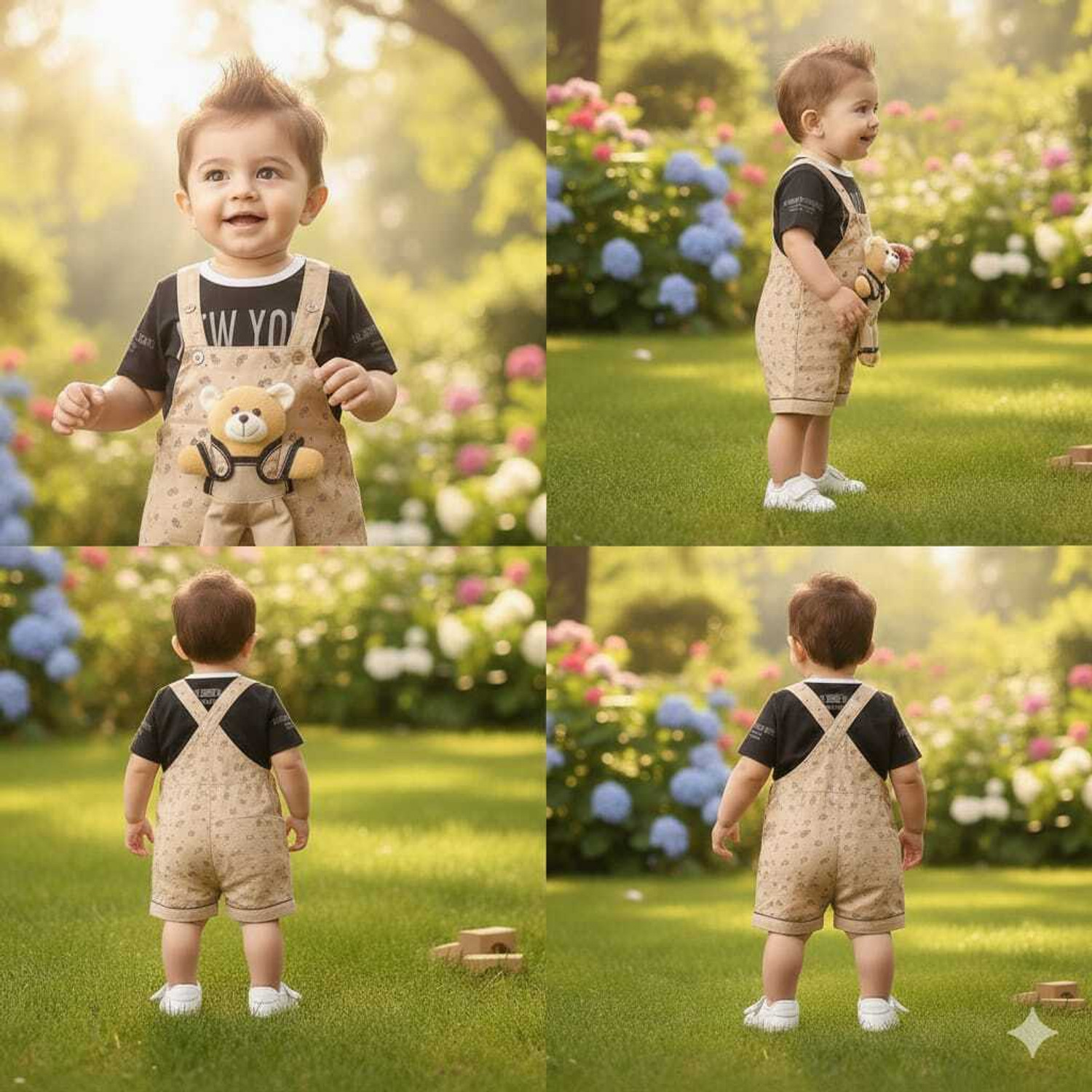 Image of SKS fashion Dungaree For Baby Boys & Baby Girls Party Printed Cotton Blend, Hosiery, Silk Blend