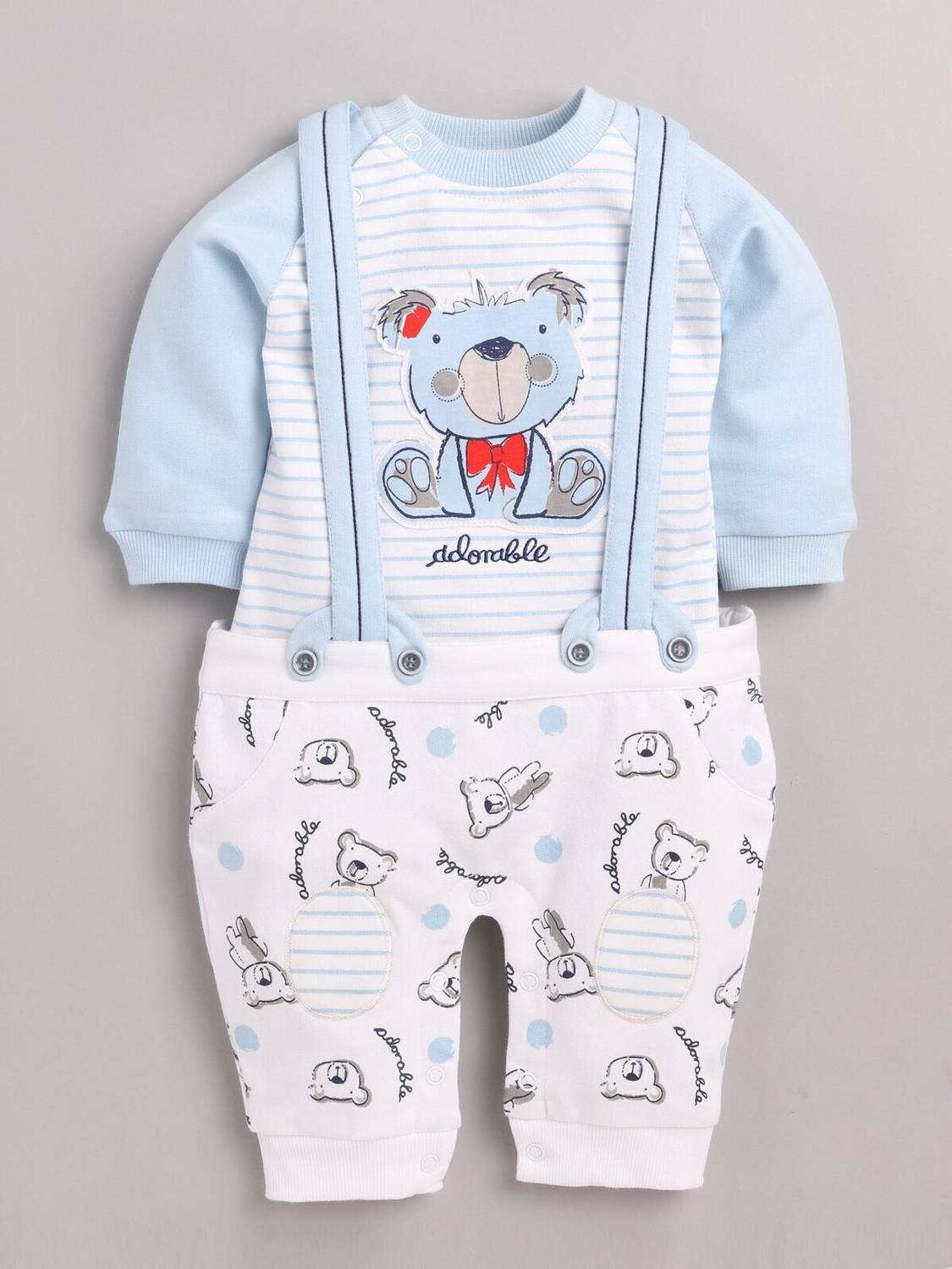 BabyGo Dungaree For Baby Boys Casual Printed Pure Cotton