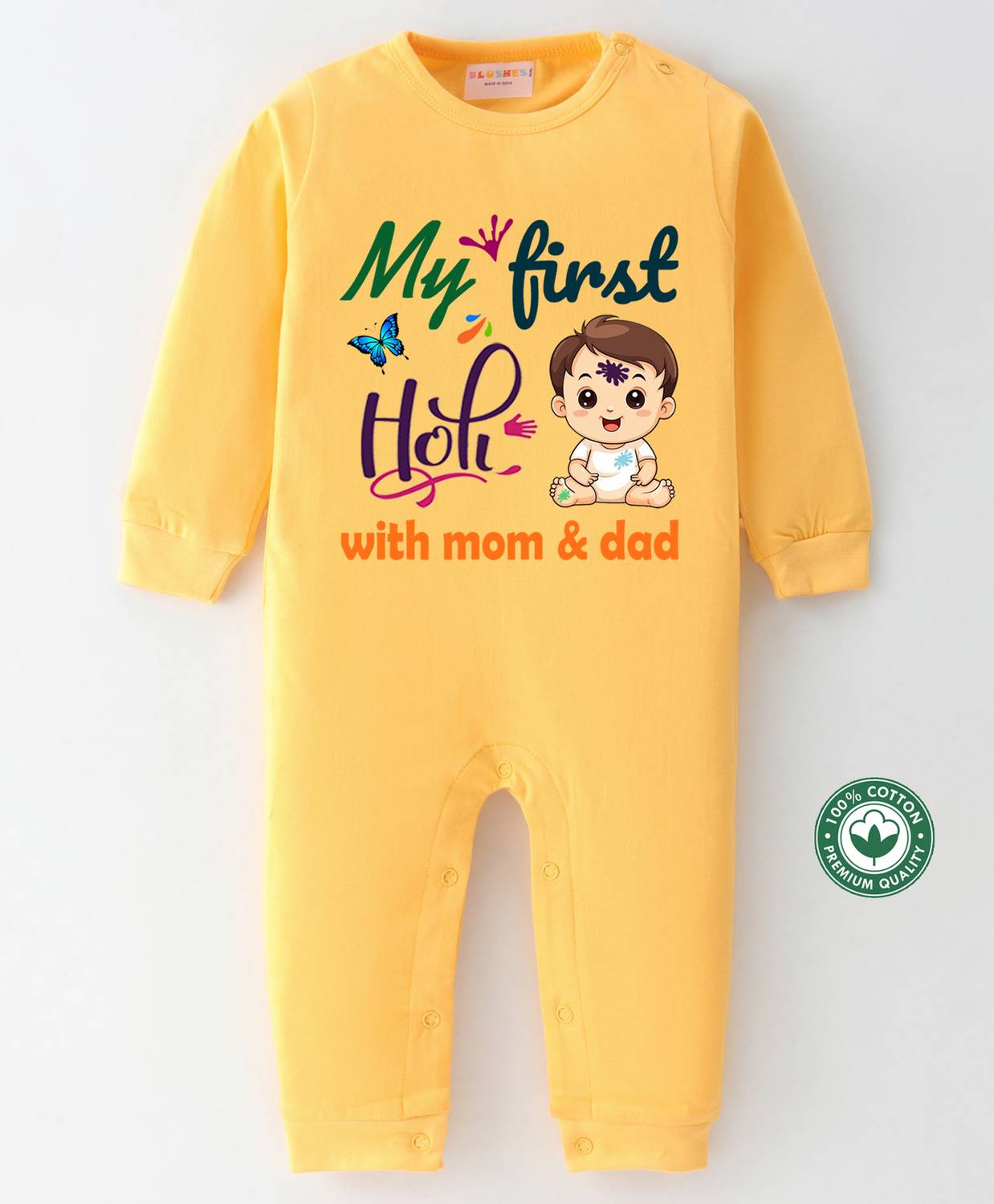 BLUSHES Romper For Baby Boys & Baby Girls Casual Self Design Pure Cotton