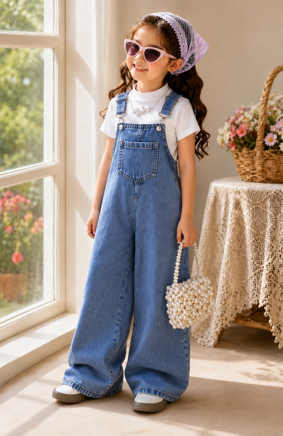 Complete Outfits Dungaree For Girls Casual Solid Denim
