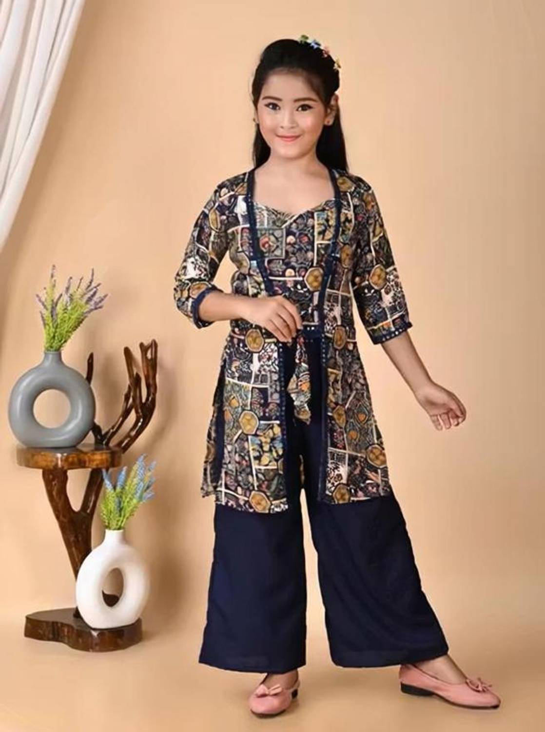 Bjmdresses Girls Festive & Party Ethnic Jacket, Blouse and Palazzo Set