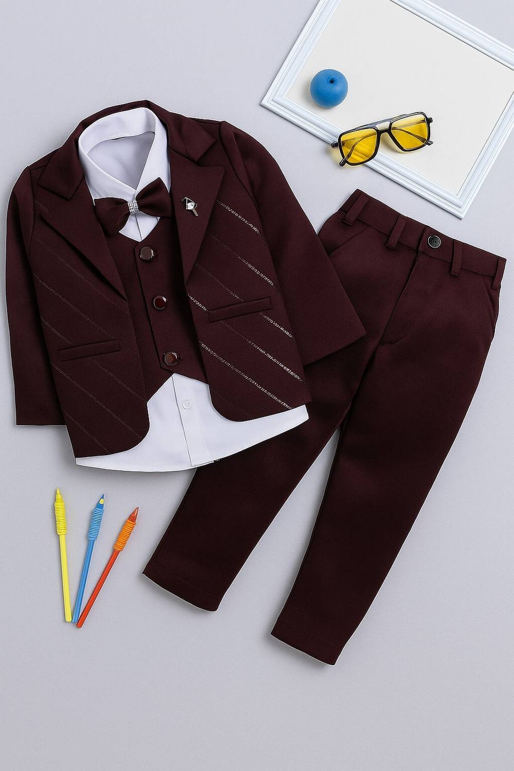 ArhamFashionWear Boys Festive & Party, Wedding Blazer, Shirt and Trouser Set