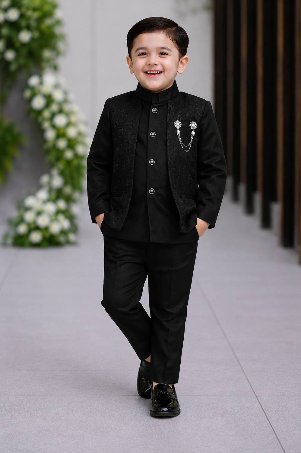 Adinath Collection Boys Formal, Festive & Party Kurta, Waistcoat and Pyjama Set