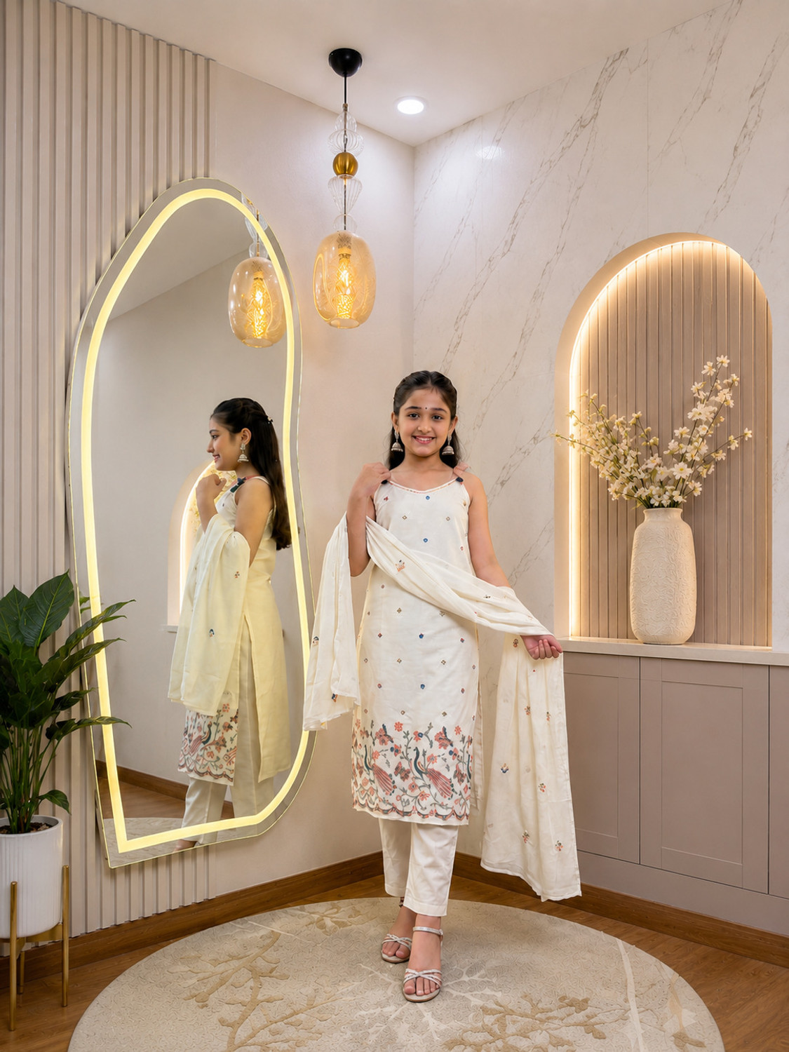 Image of PIRA Girls Festive & Party Kurta, Pyjama & Dupatta Set
