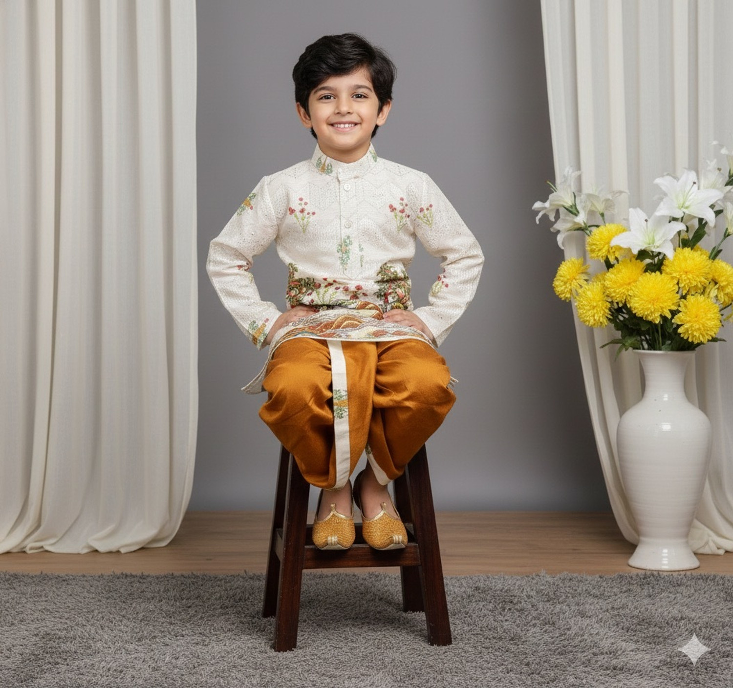 Image of M J LASKAR FASHION Baby Boys Festive & Party Kurta and Dhoti Pant Set