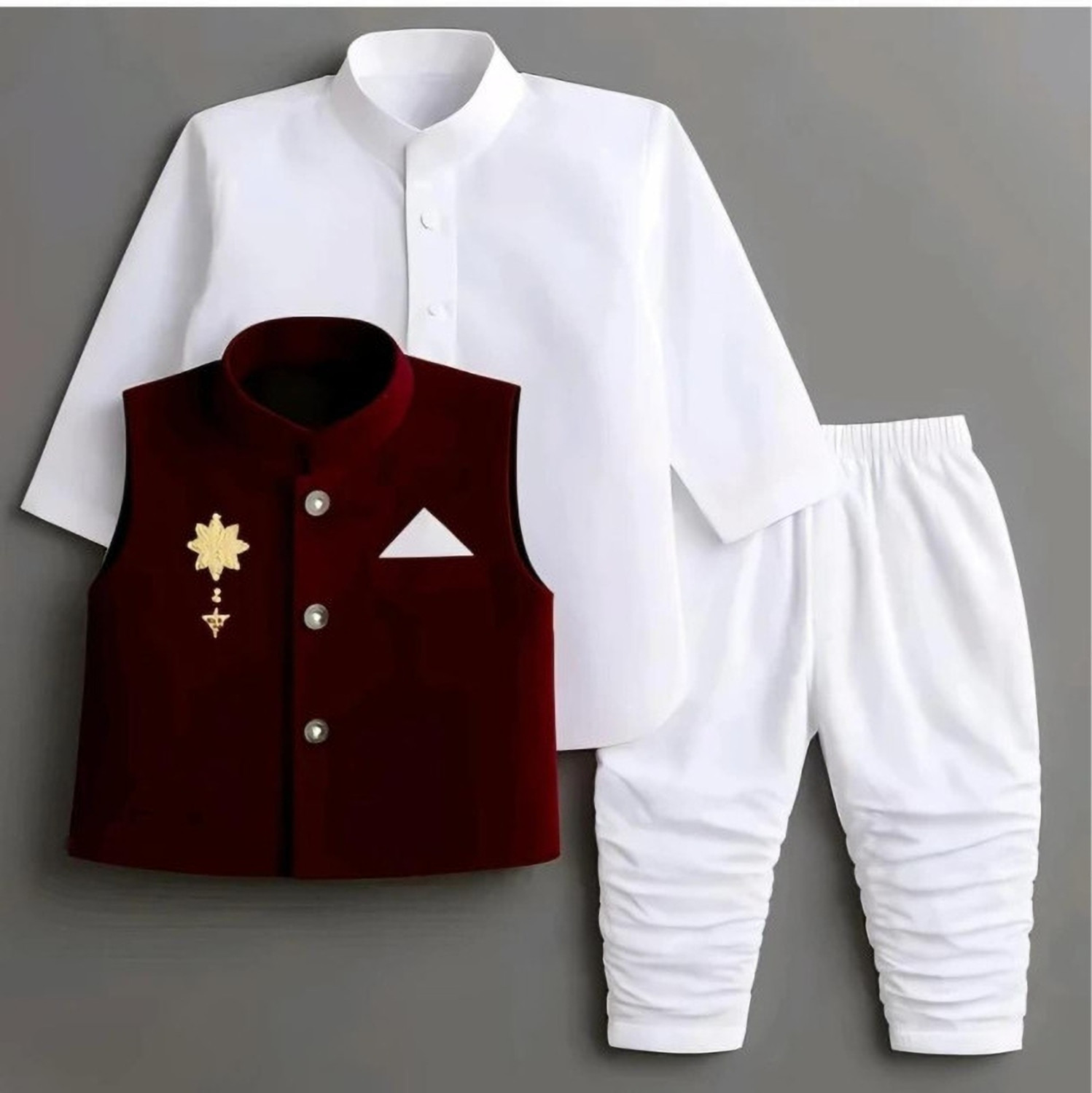 Image of Pn Fashions Baby Boys Wedding Kurta, Waistcoat and Pyjama Set