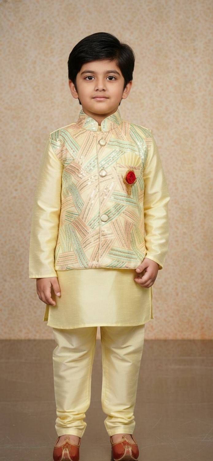 AFID FASHION Boys Festive & Party Kurta, Waistcoat and Pyjama Set