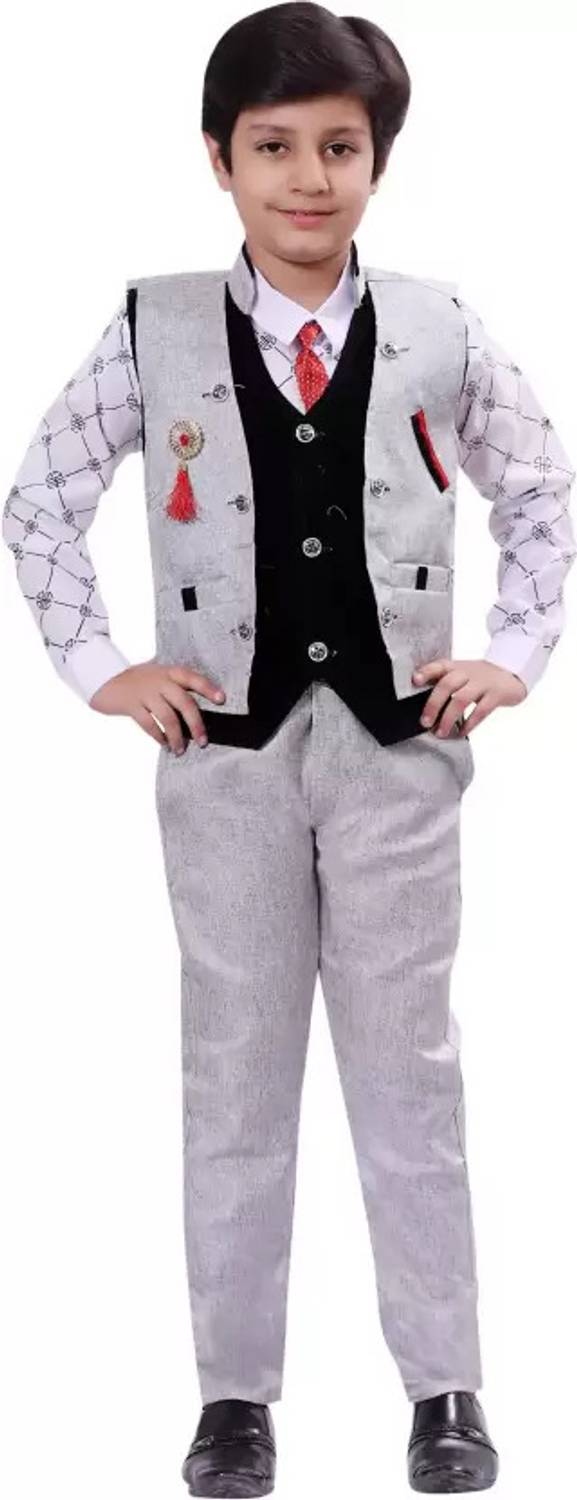 24era Boys Festive & Party Shirt, Waistcoat and Pant Set