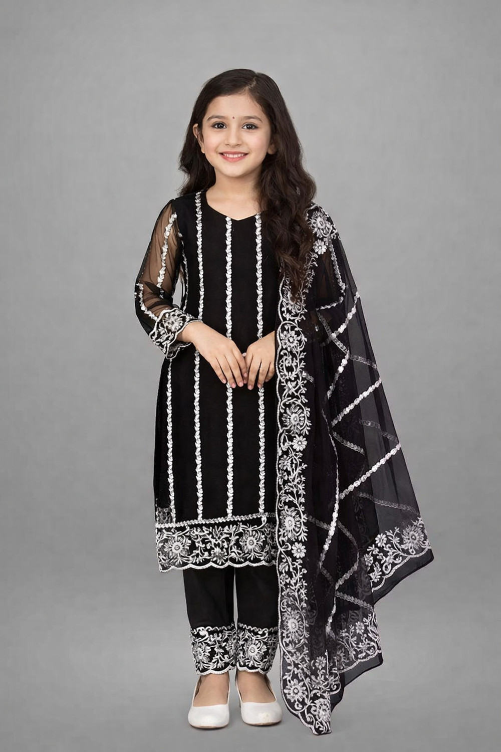 Image of PRINSH STORE Girls Festive & Party Kurta, Pyjama & Dupatta Set