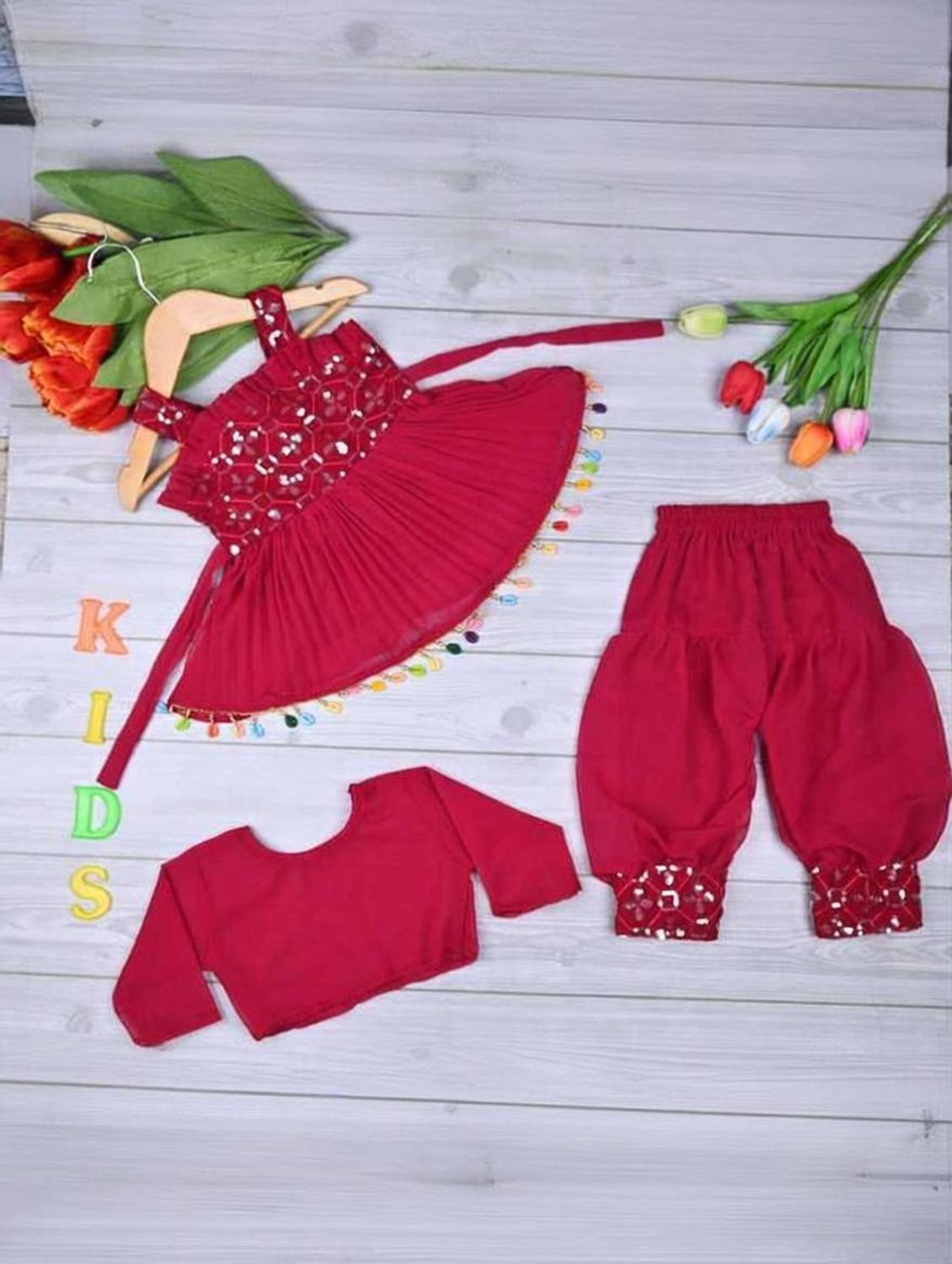 apna collection Girls Festive & Party Ethnic Jacket, Kurta and Palazzo Set