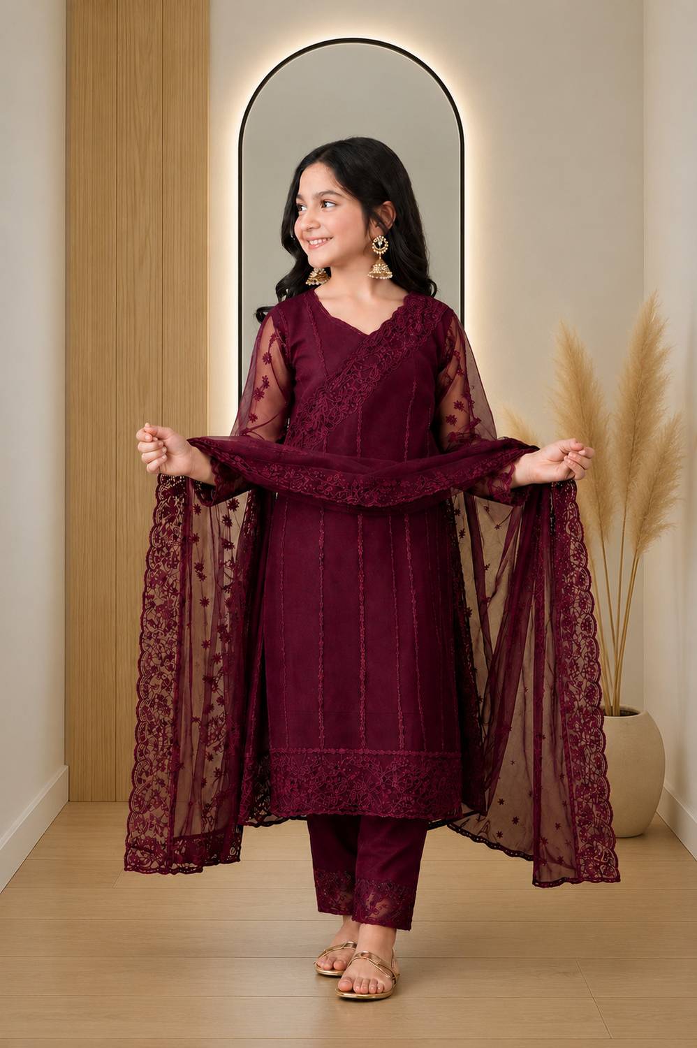 BMS FASHION Girls Festive & Party Kurta, Pyjama & Dupatta Set