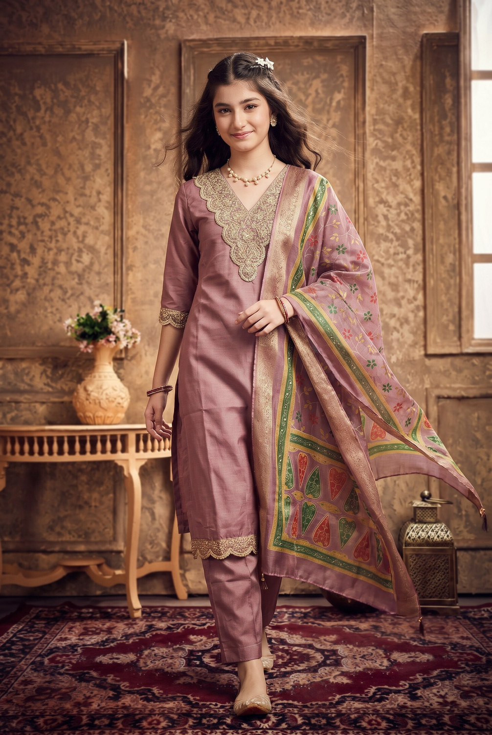 Image of Spangel Fashion Girls Festive & Party Salwar and Kurta Set